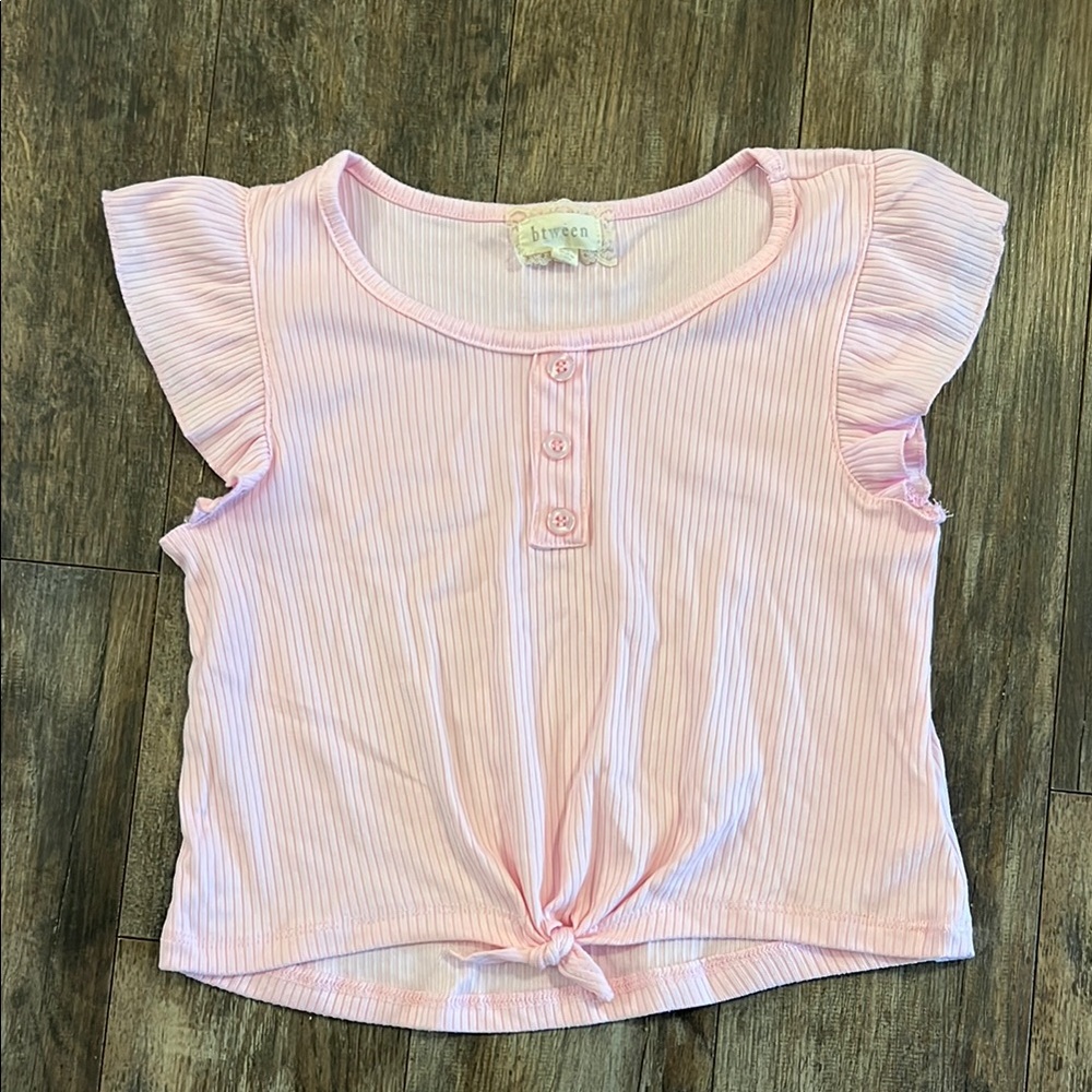 btween Soft Pink Ruffle Sleeve Girls' Blouse